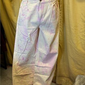 Guess Pastel Pink and White Flare Pants